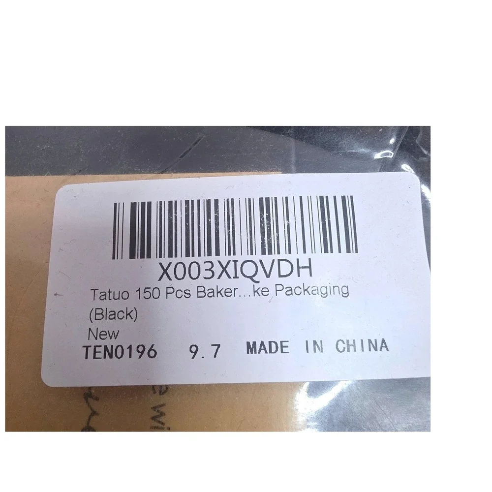 Tatuo 150 Pcs Bakery Packaging Set Black Gift Boxes Twine Stickers Tags 4x4